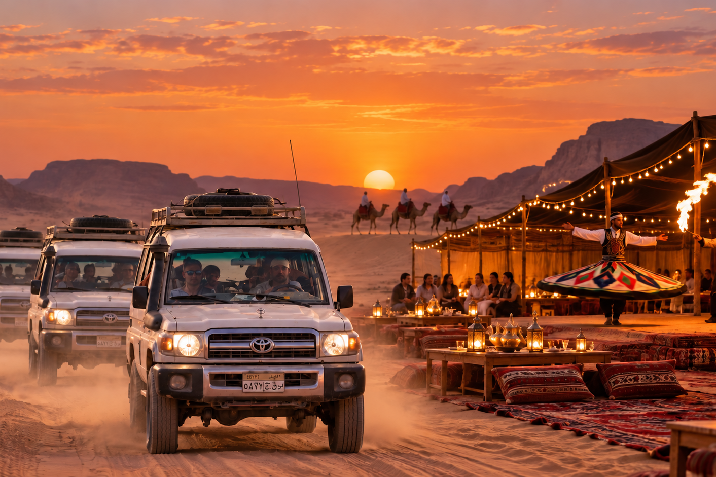 Buggy fährt eine Sanddüne bei Hurghada hinab